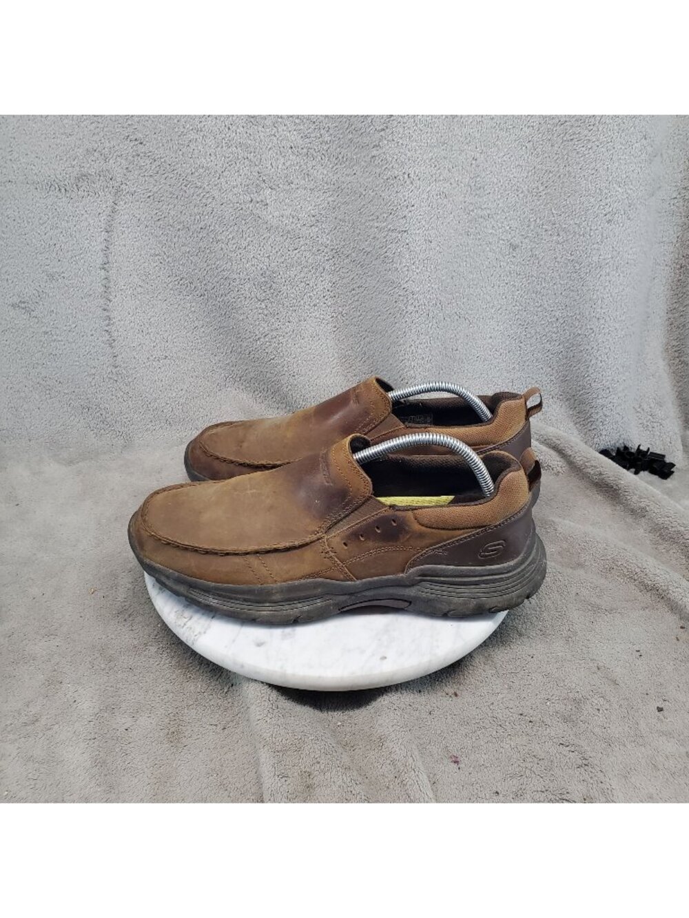 Skechers Shoes Mens Size 10 Relaxed Fit Seveno Brown Leather Loafers *Read*